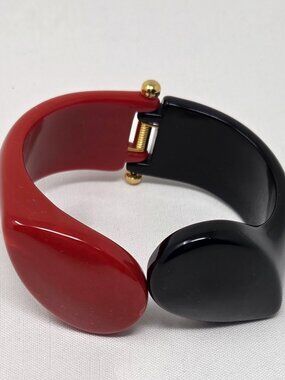 Angela Caputi Black and Red Resin Clamper Bracelet